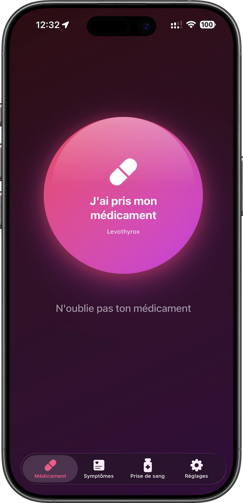 Rappel de prise de médicament dans ThyroGuard